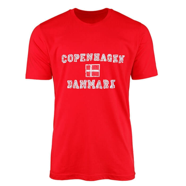 Copenhagen Tshirt » Rød farve med logo (Populær → 2019)