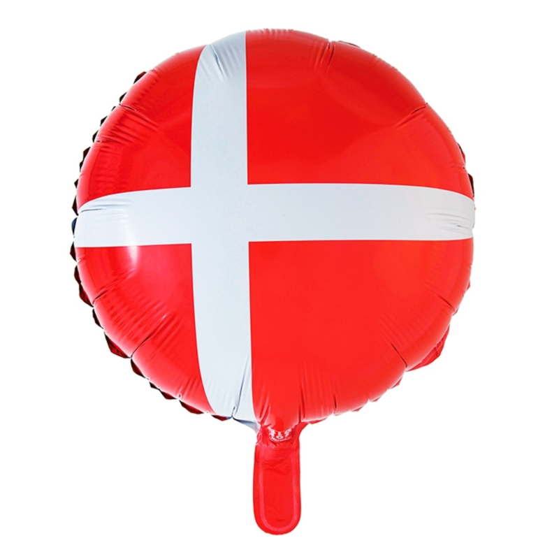 Billede af Folie ballon - Danmark - Rød/hvid