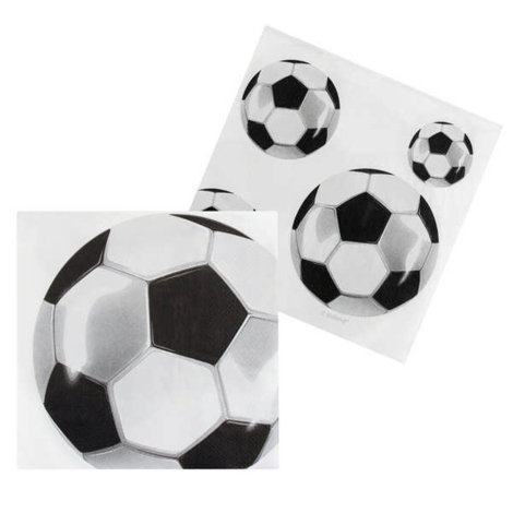 Fodbold servietter i sort/hvid