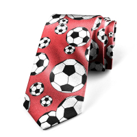 Rødt slips med fodbold motiv