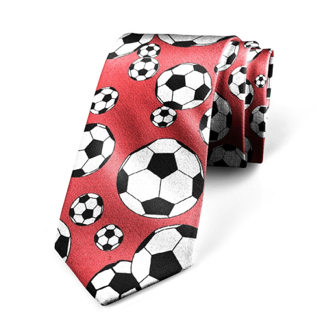 Rødt slips med fodbold motiv