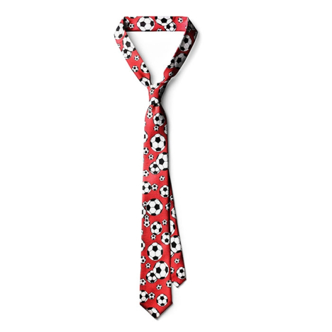 Rødt slips med fodbold motiv