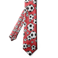 Rødt slips med fodbold motiv