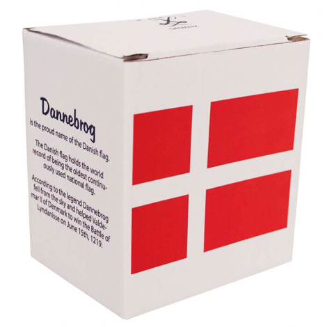 Krus med dannebrog i rødt og hvidt