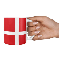 Dannebrog krus bliver holdt i hånden