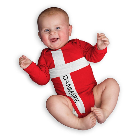 Baby iført Danmark body stocking