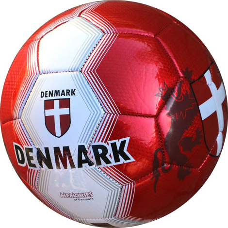 Fodbold Danmark med dannebrog og Denmark skrevet henover