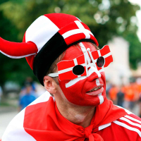 Dannebrog briller i rød og hvid