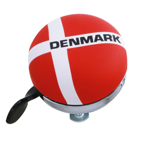 Cykelklokke med rød top, hvidt kors og 