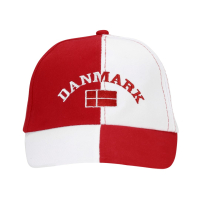 Danmark kasket med Dannebrogsflag set forfra