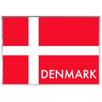 Klistermærke af Danmarks flag med rød baggrund, hvidt kors og 
