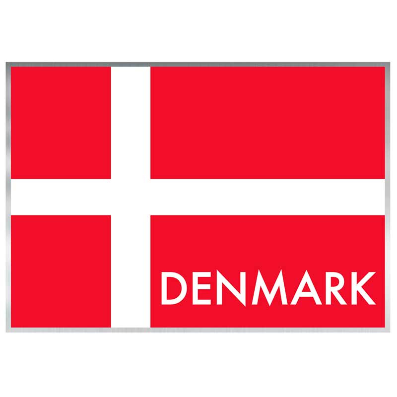 Klistermærke af Danmarks flag med rød baggrund, hvidt kors og 
