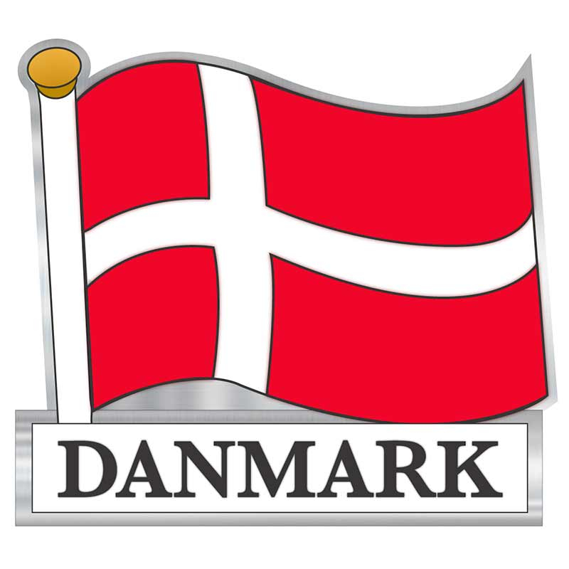 Klistermærke Flagstang Danmark 5.5 x 5.5 cm