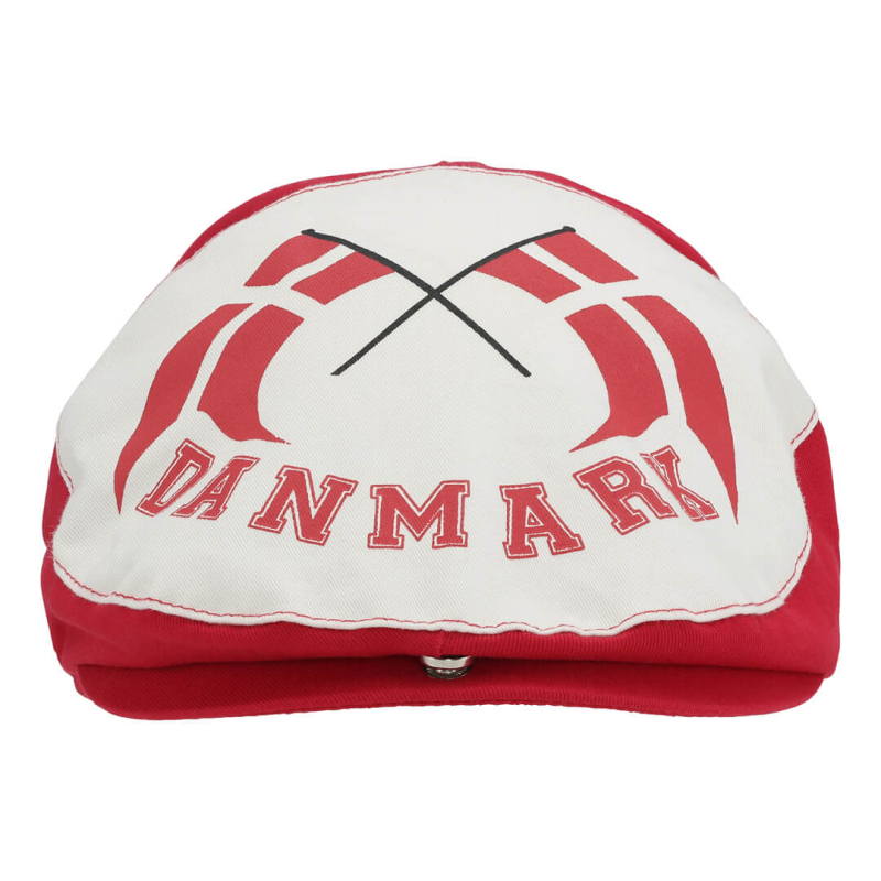 Sixpence med rød og hvidt paneldesign,