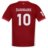 Danmark fodboldtrøje i rød og hvid set forfra