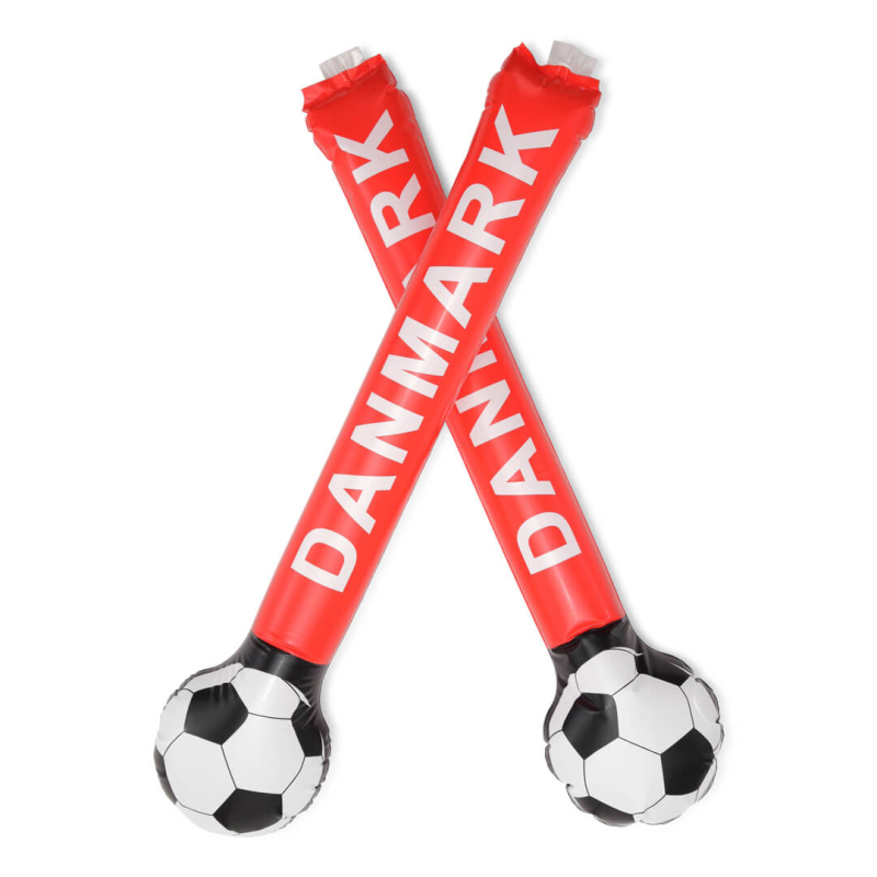 To røde klappepinde med teksten