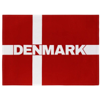 Rødt viskestykke med hvidt kors og 