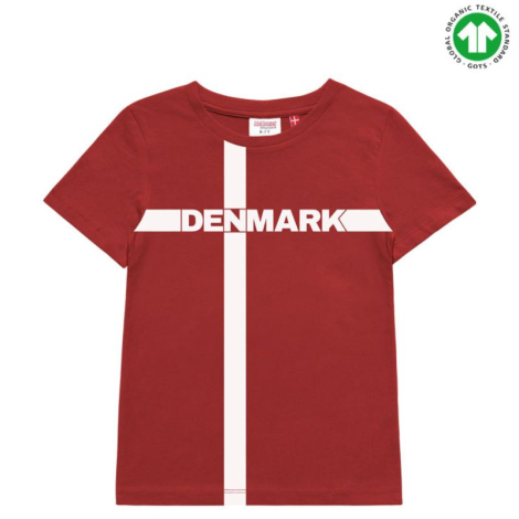 Rød børne-T-shirt med hvidt kors og 