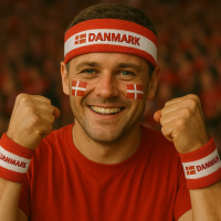 Svedbåndsæt Danmark bestående af pandebånd og to svedbånd til håndlende