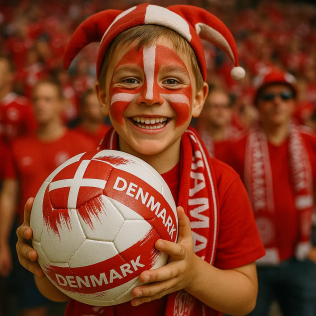 Danmark fodbold i rød og hvid størrelse 4