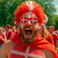 Danmark roligan solbriller i rød og hvid