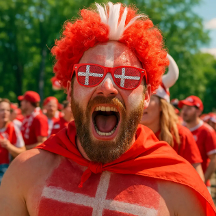 Danmark roligan solbriller i rød og hvid