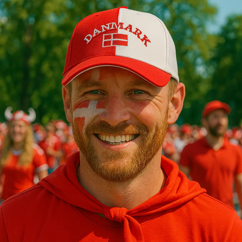 Danmark kasket i rød og hvid