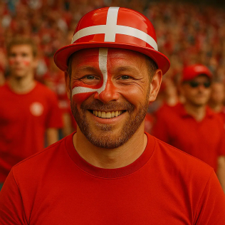 Danmark plastik hat i rød og hvid