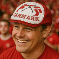 Danmark sixpence med flag og tekst