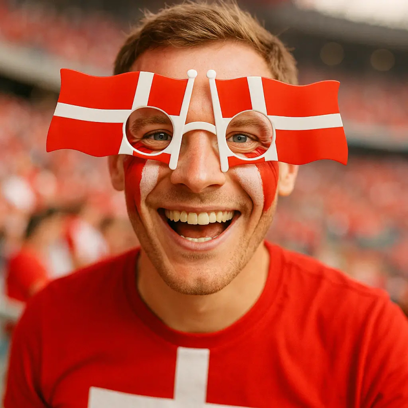 Dannebrog briller - Rød/hvid