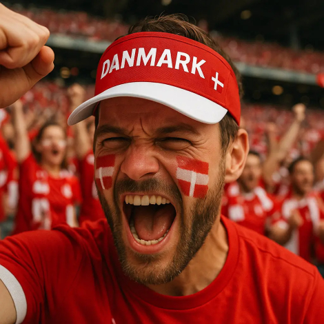 Tennis kasket med skygge med Danmark logo