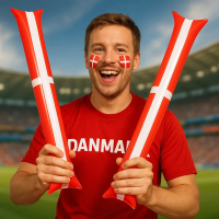 Oppustelige klappepølser med Dannebrog design