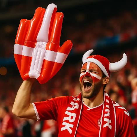 Oppustelig hånd i rød og hvid