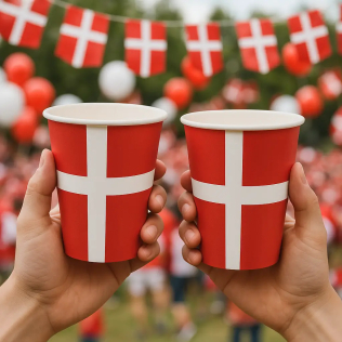 Dannebrog papkrus i rød og hvid