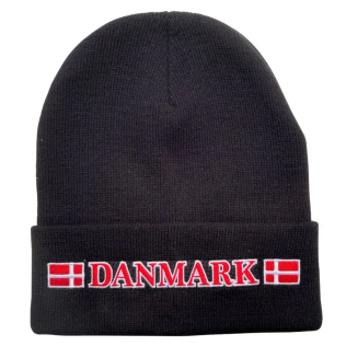 Sort Danmark hue med rødt 