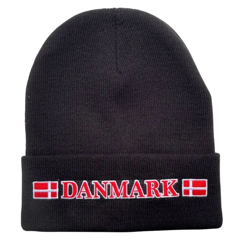 Sort Danmark hue med rødt 