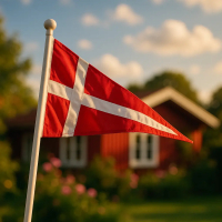 Dannebrog vimpel flag i størrelse 20 cm x 60 cm