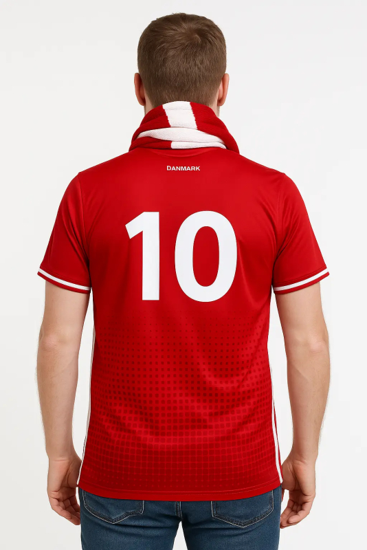 Danmark fodboldtrøje set bagfra med nummer 10