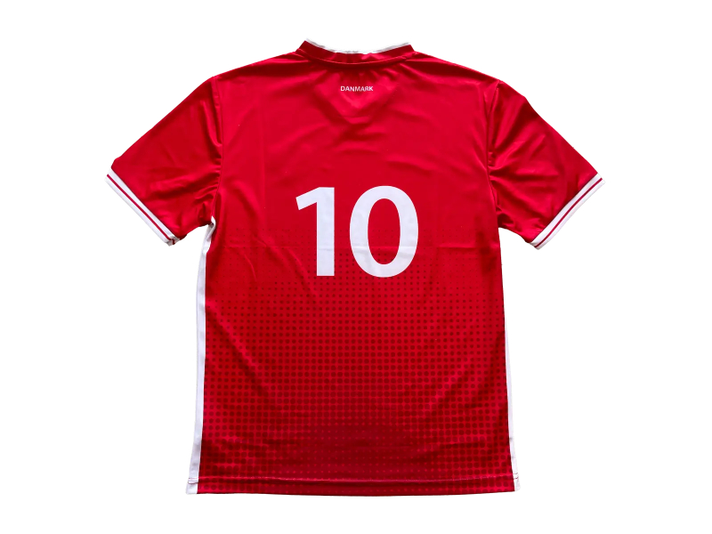 Danmark trøje i rød og hvid bagfra med nummer 10