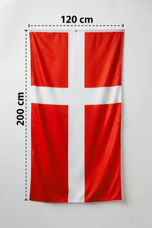 Dannebrogsflag i størrelse 120 cm x 200 cm