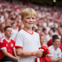 Dansk roligan dreng med Danmark fan tatoveringer