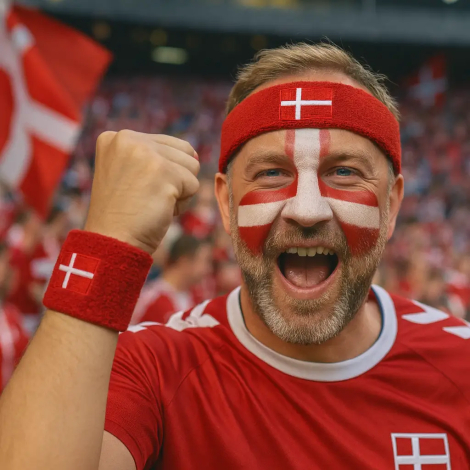 Svedbånd og pandebånd båret af en dansk roligan mand