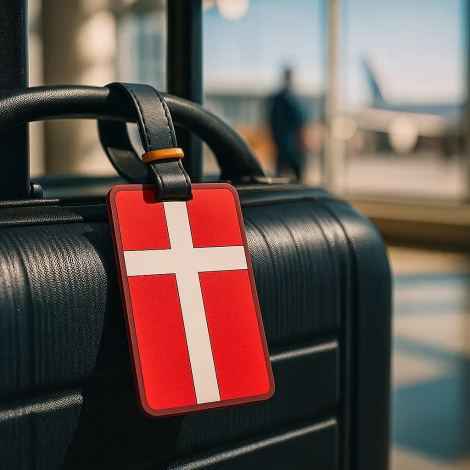 Kuffertmærke i Dannebrog design