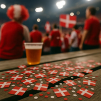 Konfetti danske flag – nærbillede af de små Dannebrog konfettistykker