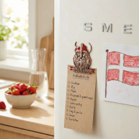 Viking magnet nærbillede – detaljer på emaljeret vikinge køleskabsmagnet