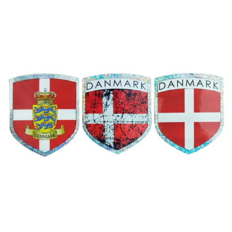 3 stk. danmark klistermærker samlet i et pakketilbud