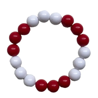 Danmark pearlearmbånd i rød og hvid – håndlavet Dannebrog armbånd