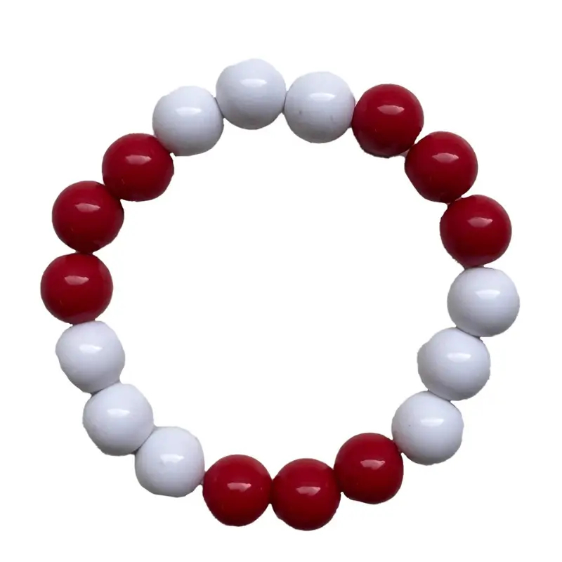 Danmark pearlearmbånd i rød og hvid – håndlavet Dannebrog armbånd