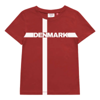 Dannebrog tshirt til børn i økologisk bomuld med DENMARK tekst