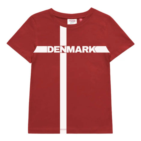 Dannebrog tshirt til børn i økologisk bomuld med DENMARK tekst